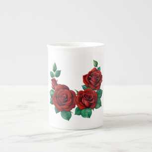 Tasse En Porcelaine Roses rouges