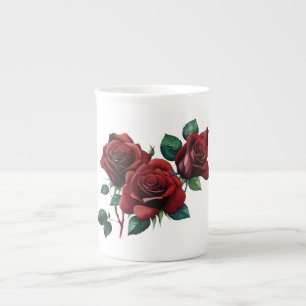 Tasse En Porcelaine Roses rouges