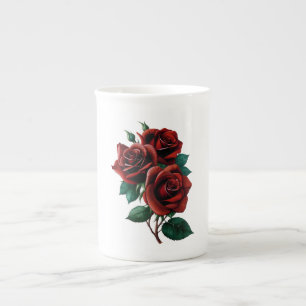 Tasse En Porcelaine Roses rouges