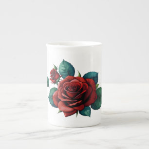 Tasse En Porcelaine Roses rouges