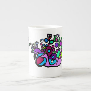 Tasse En Porcelaine roses violettes paon