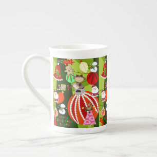 Tasse En Porcelaine Rouge Grille Vert Joyeux Noël Bleu Plaid Rouge
