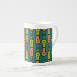 Tasse En Porcelaine Rouge, jaune Abstrait sur la Chine Turquoise d'os