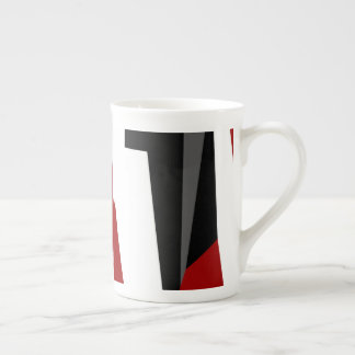 Tasse En Porcelaine Rouge noir et blanc abstrait