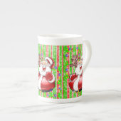Tasse En Porcelaine Rouge rouge vert Joyeux Noël Ours en peluche (Devant droit)