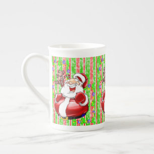 Tasse En Porcelaine Rouge rouge vert Joyeux Noël Ours en peluche