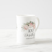 Tasse En Porcelaine Rustic Rose Floral 100e fête d'anniversaire (Devant droit)