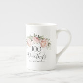 Tasse En Porcelaine Rustic Rose Floral 100e fête d'anniversaire (Droite)