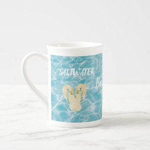 Tasse En Porcelaine Saltwater Beach Life Réflexions de la piscine aqua