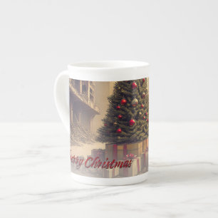 Tasse En Porcelaine Sapin de Noël au milieu des ruines Joyeux Noël