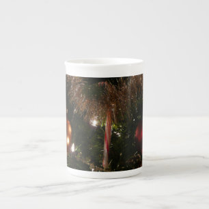 Tasse En Porcelaine Sapin de Noël II Rouge et Or de Fête