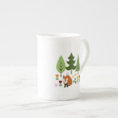Tasse En Porcelaine Scandinavian Style Fox Flowers Trees Illustration (Devant droit)