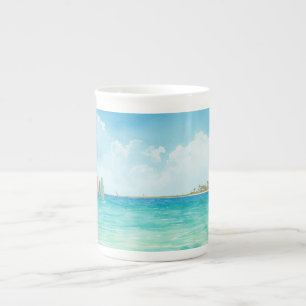 Tasse En Porcelaine Scène de vent de surf calme
