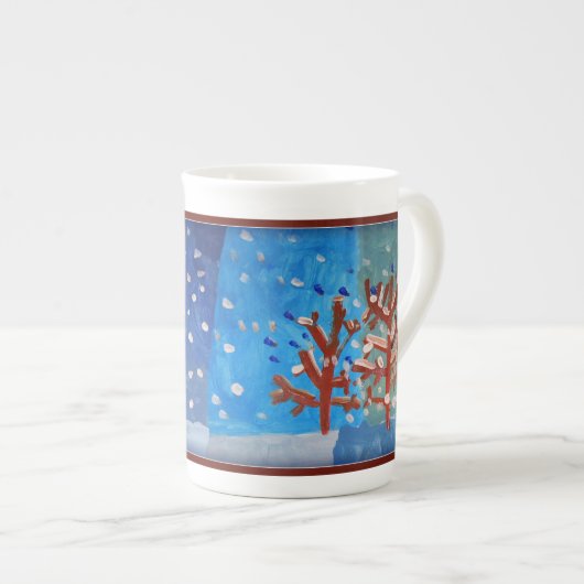 Tasse En Porcelaine Scène hivernale (Devant droit)