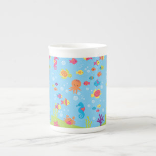 Tasse En Porcelaine Scène sous-marine mignonne