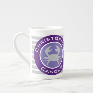 Tasse En Porcelaine Signe du zodiaque Cancer avec le nom du propriétai