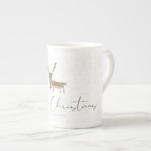 Tasse En Porcelaine Silhouette de renne en ligne artistique de Slipper