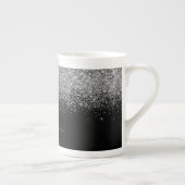 Tasse En Porcelaine Silver Black Parties scintillant Girl Monogramme N (Droite)