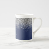 Tasse En Porcelaine Silver Navy Parties scintillant bleue Métal Nom du (Droite)