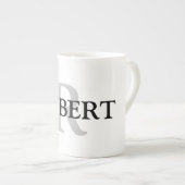 Tasse En Porcelaine simple minimum ajouter votre nom MONOGRAM GROOMSME (Devant droit)