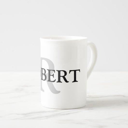 Tasse En Porcelaine simple minimum ajouter votre nom MONOGRAM GROOMSME (Devant droit)