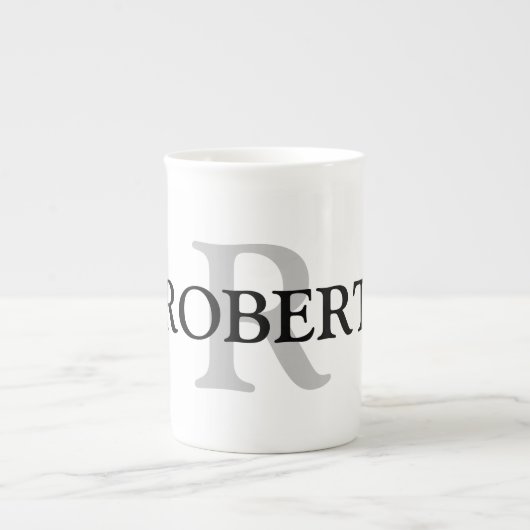 Tasse En Porcelaine simple minimum ajouter votre nom MONOGRAM GROOMSME (Devant)