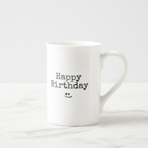 Tasse En Porcelaine Simple typographie noire Joyeux Anniversaire