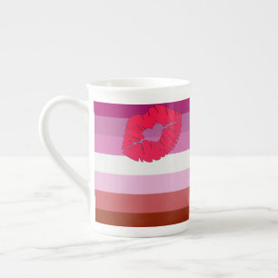 Tasse En Porcelaine SlipperyJoe rouge à lèvres drapeau de la fierté le