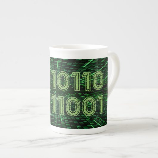 Tasse En Porcelaine SlipperyJoe's 69 code binaire dynamique ordinateur (Devant droit)