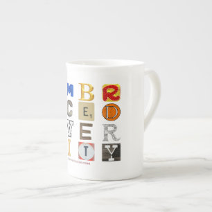 Tasse En Porcelaine SlipperyJoe's accepte la diversité lettres découpé