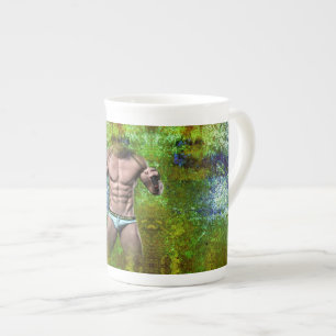 Tasse En Porcelaine SlipperyJoe's blanc musculaire sexy homme speedo n