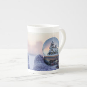Tasse En Porcelaine Snowball Noël arbre hiver neige neige