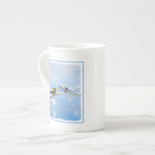 Tasse En Porcelaine Soirée Grosbeak Peinture - Cute Original Chien Art