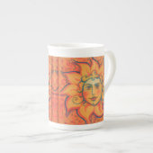 Tasse En Porcelaine Soleil souriant, Art Imaginaire Fairytale, Jaune o (Devant droit)