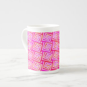 Tasse En Porcelaine spirales carrés modernes du milieu du siècle - ros