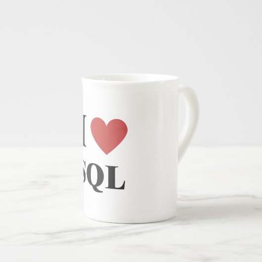 Tasse En Porcelaine SQL coeur (Devant droit)