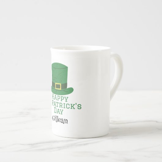 Tasse En Porcelaine St. Patrick's Day casquette vert irlandais Shamroc (Devant droit)