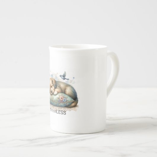 Tasse En Porcelaine Stress De Chiot Reposant Moins (Devant droit)