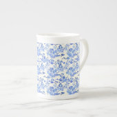 Tasse En Porcelaine Style Toile Français Bleu et Blanc (Devant droit)