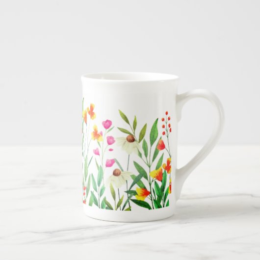 Tasse En Porcelaine Sublimation fleur sauvage (Droite)