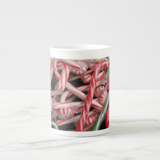 Tasse En Porcelaine Sucres de canne et menthe de Noël (Devant)