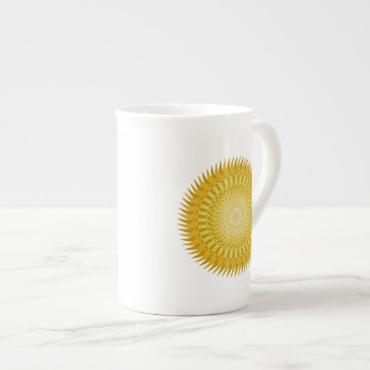 Tasse En Porcelaine Sun Mandala en jaune (Devant droit)