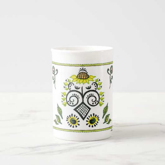 Tasse En Porcelaine Sunflower Folk Motif (Devant)