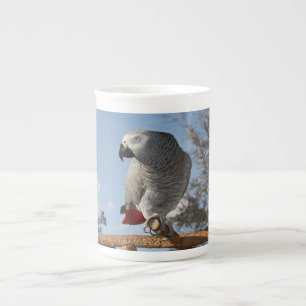 Tasse En Porcelaine Superbe perroquet gris africain