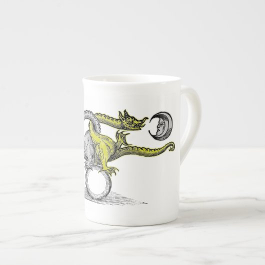 Tasse En Porcelaine Symbole dragon d'or et d'argent (Devant droit)