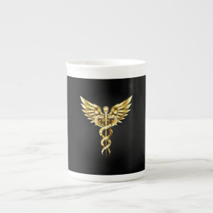 Tasse En Porcelaine Symbole Polygonal Or Caduceus