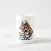 Tasse En Porcelaine T-Rex I Survived Turkey Day Chef  (Devant)