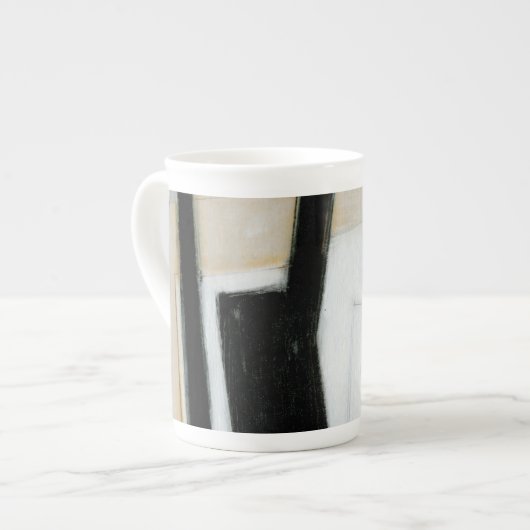 Tasse En Porcelaine Tableau noir et blanc Abstrait (Devant gauche)