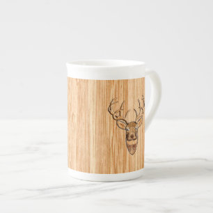 Tasse En Porcelaine Tail blanche Tête de cerf bois conception du grain