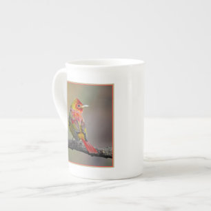 Tasse En Porcelaine Tangara écarlate en mue - Photographie originale